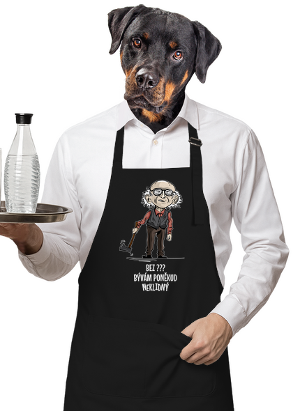 Neklidný - vlastní text zástěra Black