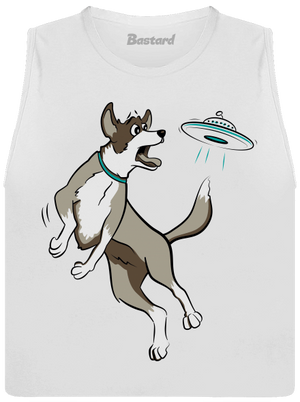 Létající talíř dámské tílko volné White