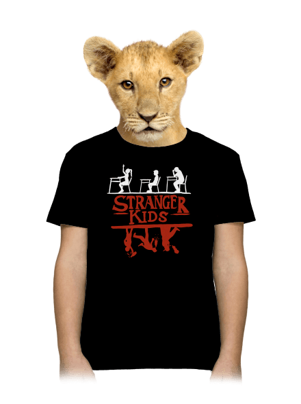 Školní potisk Stranger kids dětské tričko Black