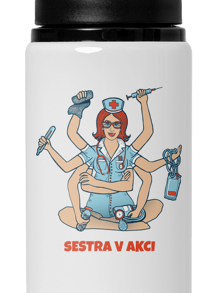 Sestra v akci lahev na vodu White