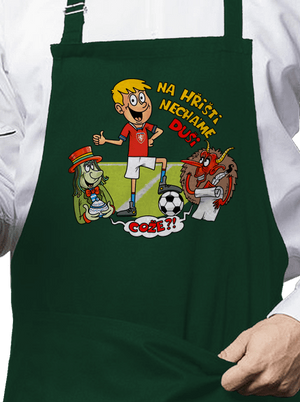 Na hřišti necháme duši zástěra Bottle Green