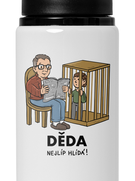Děda hlídá lahev na vodu White