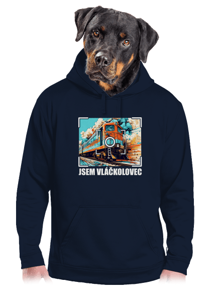 Jsem vláčkolovec pánská mikina klokanka Navy