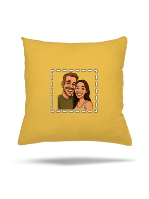 Karikatura z vlastní fotky polštář Yellow Gold