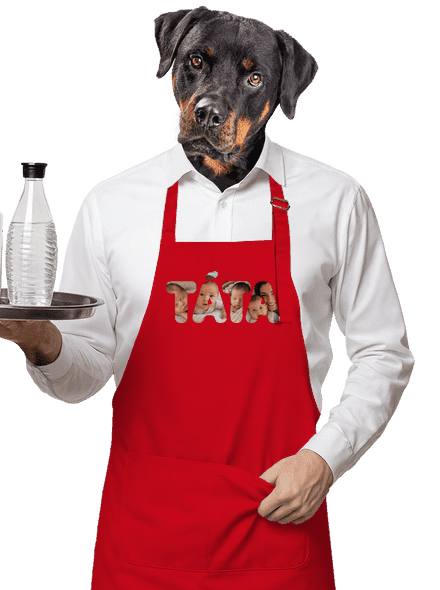 Nápis táta z vlastních fotek zástěra Red