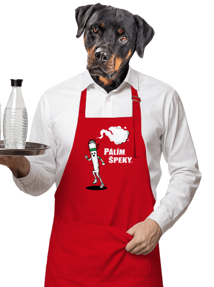 Pálím špeky zástěra Red