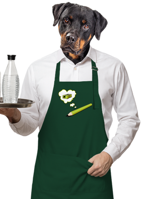 Tužka a Ořezávátko zástěra Bottle Green