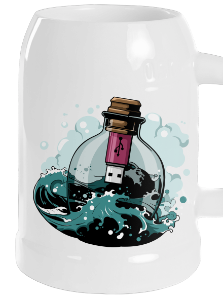USB vzkaz v láhvi půllitr White