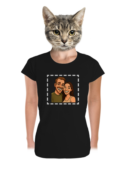 Karikatura z vlastní fotky dámské tričko premium Black