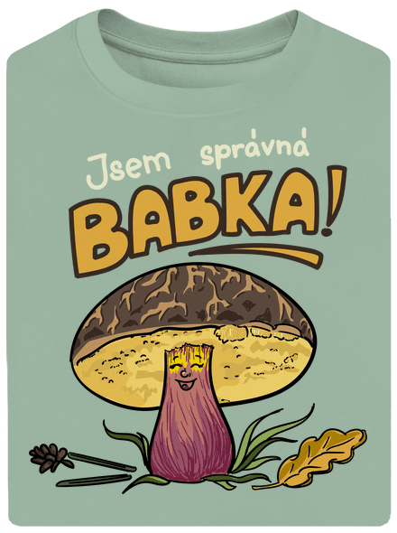 Babka a hříbeček unisex tričko oversized Sage