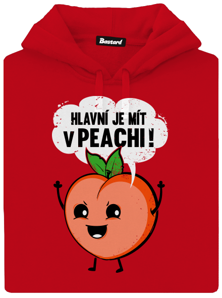 V peachi pánská mikina klokanka Red