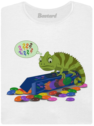 Zmatený chameleon dámské tričko s lemem White