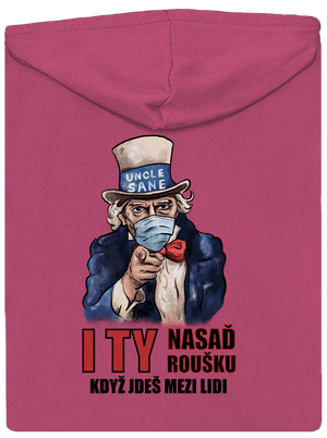 Nasaď roušku dámská mikina na zip Magenta