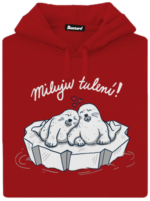 Miluju tulení dámská mikina klokanka Red Mal