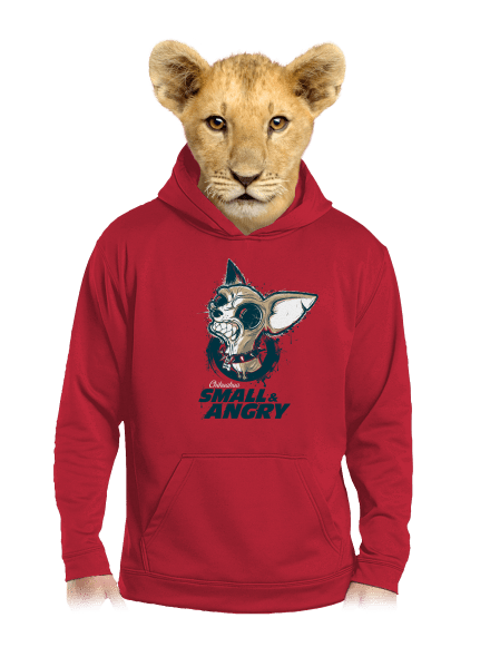 Čivava dětská mikina klokanka Fire Red