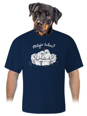 Miluju tulení unisex tričko oversized Midnight Blue