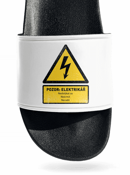Pozor elektrikář pantofle White