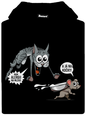 Alergická kočka a myš pánská mikina klokanka Black