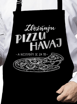 B12: Zbožňuju pizzu Havaj zástěra Black