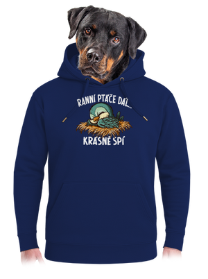 Ranní ptáče spí unisex mikina premium Navy