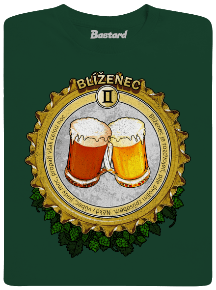 Pivní horoskop: Blíženec pánské tričko Bottle Green