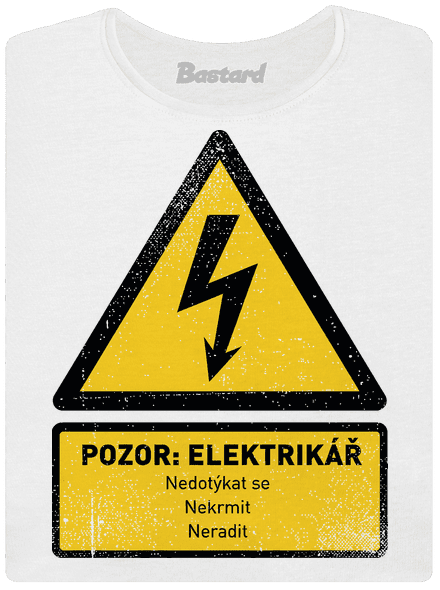 Pozor elektrikář dámské tričko s lemem White