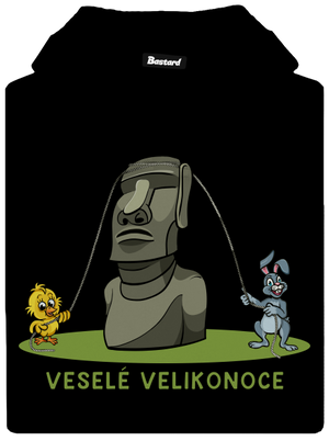 Velikonoční Moai pánská mikina klokanka Black
