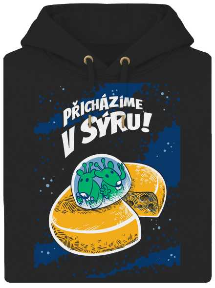 Přicházíme v sýru unisex mikina premium Dark Black