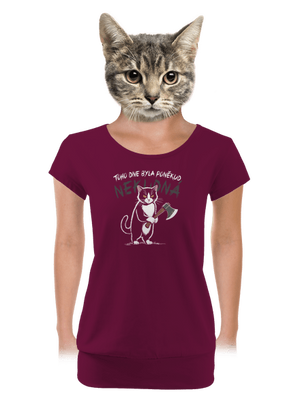 Neklidná kočka dámské tričko s lemem Rhododendron