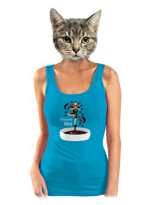 Káva provází dámské tílko klasické Blue Atol