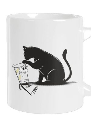Kočka a sklenice velký hrnek White