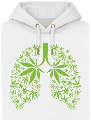 Ganja plíce unisex mikina premium Snowwhite