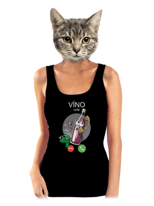 Červené víno volá dámské tílko klasické Black