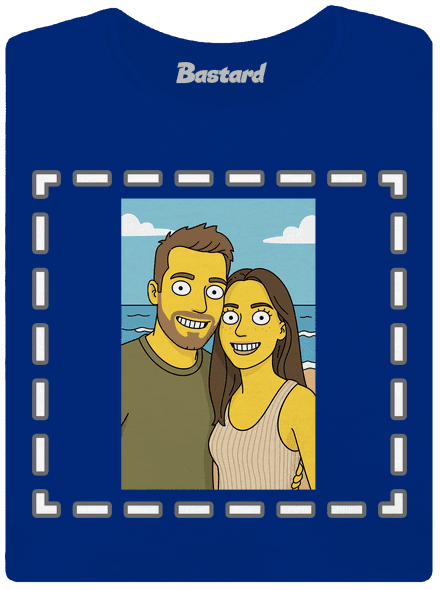 Simpsonovi z vlastní fotky dámské tričko s lemem Royal Blue Mal