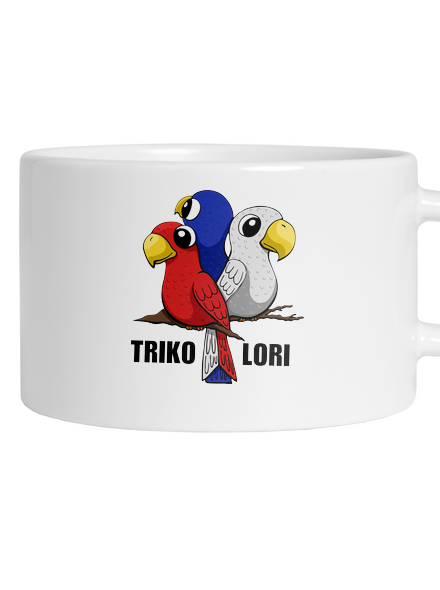 Trikolori hrnek makronka White