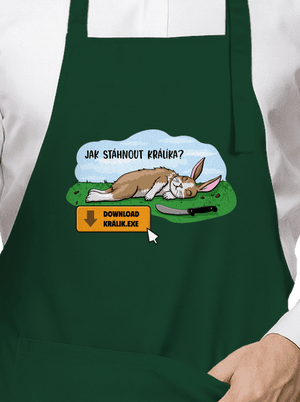 Stahování králíka zástěra Bottle Green