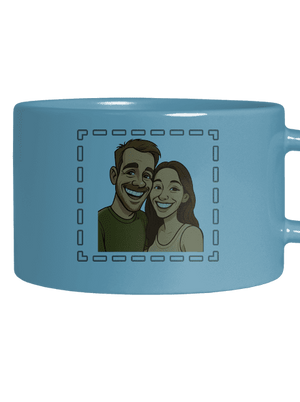 Karikatura z vlastní fotky hrnek makronka Blue Macaron