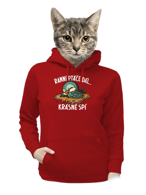 Ranní ptáče spí dámská mikina klokanka Red Mal