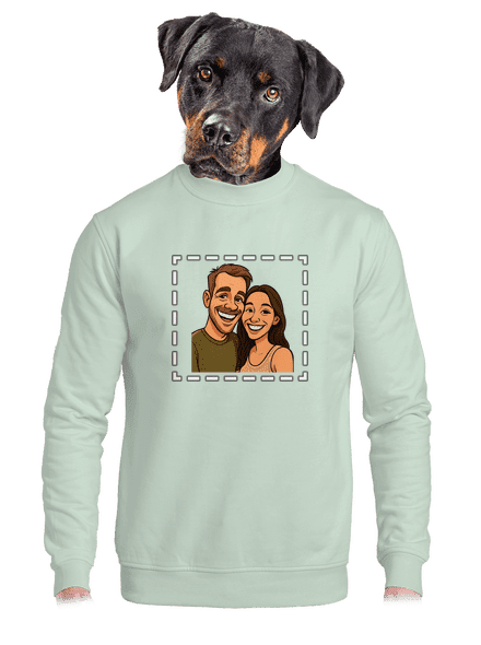 Karikatura z vlastní fotky unisex mikina bez kapuce Blush Mint
