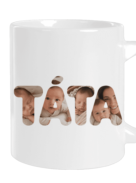 Nápis táta z vlastních fotek velký hrnek White