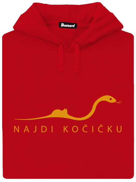 Najdi kočičku pánská mikina klokanka Red