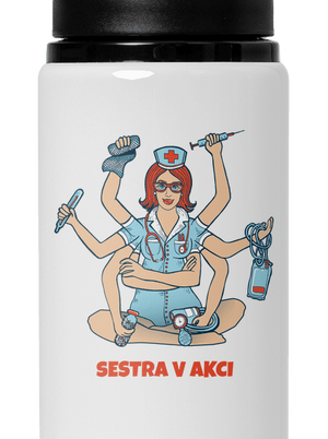 Sestra v akci lahev na vodu White