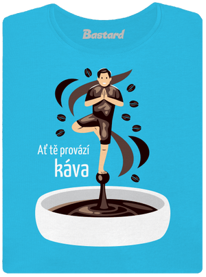 Káva provází dámské tričko s lemem Blue Atol