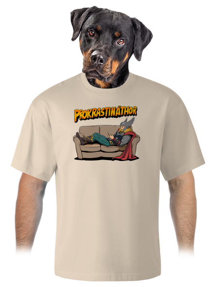 Prokrastináthor unisex tričko oversized Almond