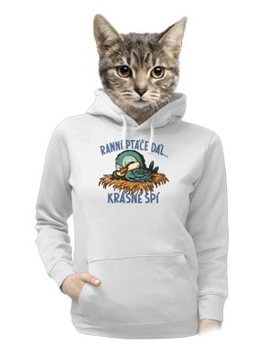 Ranní ptáče spí dámská mikina klokanka White