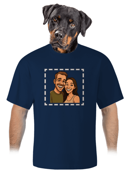 Karikatura z vlastní fotky unisex tričko oversized Midnight Blue
