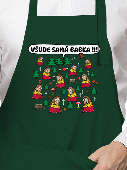 Všude samá babka zástěra Bottle Green