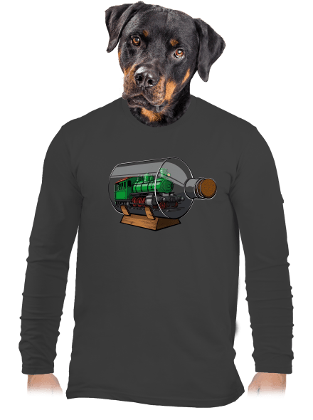 Lokomotiva v láhvi pánské dlouhý rukáv Dark Grey