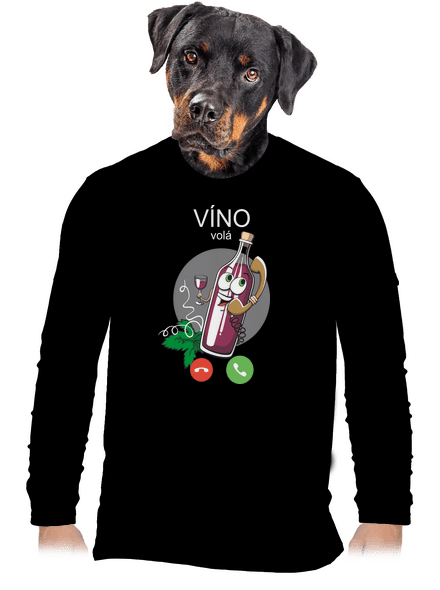 Červené víno volá pánské dlouhý rukáv Black