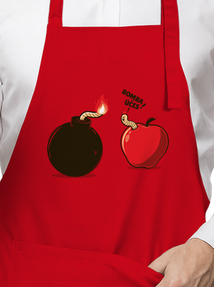 Bombovej účes zástěra Red